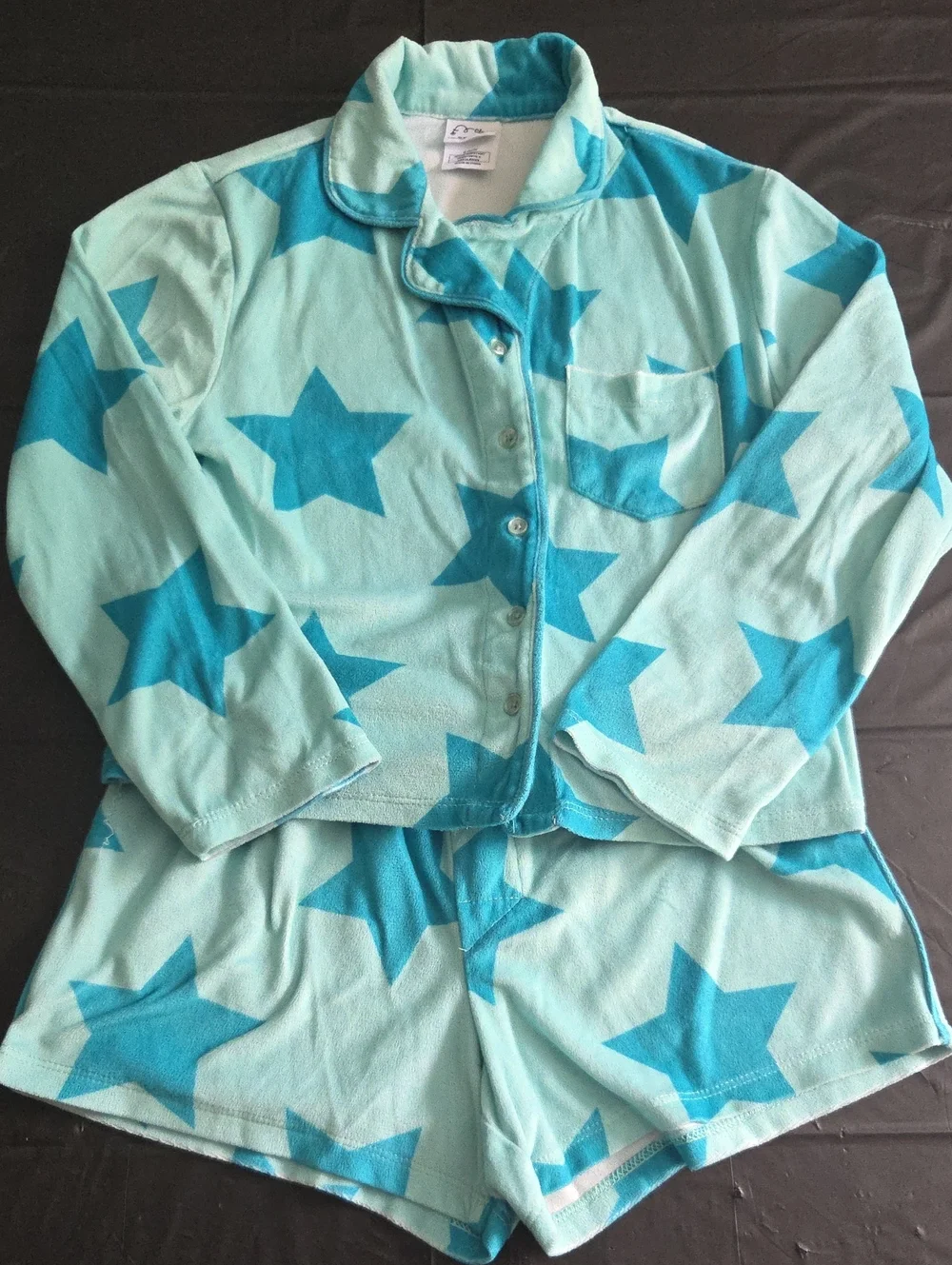 art class Teal Star Button-Front Pajama Set